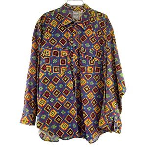 Colorful Geometric Pattern Men's Casual Button Down Shirt